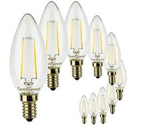 SUNSEED 10 X E14 2W (Equivalent to 25W) Sapphire Filament LED Candle Light Bulb C35 Neutral White 4000K