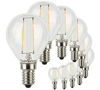 SUNSEED 10 X E14 2W (Equivalent to 25W) Sapphire Filament LED Golf Ball Light Bulb G45 Warm White 2700K