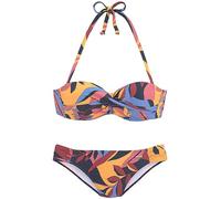 Sunseeker Abstract Leaf Print Underwired Bandeau Bikini Set Tan