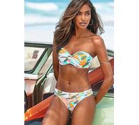 Sunseeker Abstract Leaf Print Underwired Bandeau Bikini Set Tan