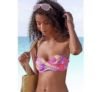 Sunseeker Butterfly Print Underwired Bandeau Bikini Top Pink Print