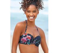 Sunseeker 'Modern' Floral Print Underwired Bandeau Bikini Top Navy Print