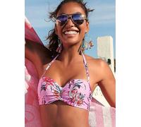 Sunseeker 'Modern' Floral Print Underwired Bandeau Bikini Top Pink Print