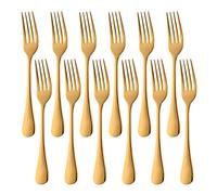SUNSENGEUR 12-Piece (20 cm, 8 inchs) Fine Stainless Steel Dinner Forks Table Forks, Heavy Duty and Mirror Polishing Forks Set Oxford European Style-Gold