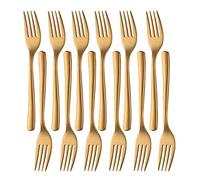 SUNSENGEUR 12 Piece Stainless Steel Dinner Forks Set Stainless Steel Table Forks Heavy Duty and Mirror Polishing, 7.6 Inches,Ideal for Wedding Festival Party Home Kitchen, Dishwasher Safe-Gold