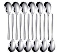 SUNSENGEUR 12 Piece Stainless Steel Dinner Spoon Set - Heavy Duty and Mirror Polishing, 8 Inches,Ideal for Wedding Festival Party Home Kitchen, Dishwasher Safe- Silver