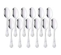 SUNSENGEUR 12-Piece Stainless Steel Dinner Spoons King Pattern, Stainless Steel Dinner Spoons Set, Table Spoon Dessert Spoons for Home, Kitchen with Shell Shape Pattern- 8.18 Inches, Silver