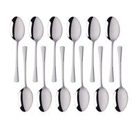 SUNSENGEUR 12-Piece Stainless Steel Dinner Spoons, Stainless Steel Dinner Spoons Set, Table Spoon Dessert Spoons for Home, Kitchen with Harley Pattern - 8 Inches, Silver