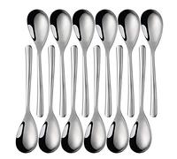 SUNSENGEUR Dessert Spoons Cake Spoon, 18/10 Stainless Steel, Oval-Shaped 7.3 inches ¨C Pack of 12,Silver