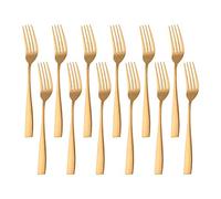 SUNSENGEUR Stainless Steel Kitchen Dinner Forks 12-Piece Dinner Fork Set 8.1-inch Stainless Steel Table Forks Classic Flatware Silverware Sets Cutlery Utensils Dinnerware -Gold
