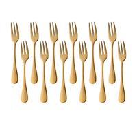 SUNSENGEUR Tea Forks, Stainless Steel Set of 12, Kitchen Accessory Wedding Party for Salad, Appetizer, Fruit Oxford -5.5 inches -Gold
