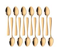 SUNSENGEUR Tea Spoons 12-Piece Autograph Dinnerware Set Stainless Steel Set Use for Home, Kitchen, Restaurant- 5.3 Inches-Gold