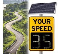 Sunseota 20''X27''/24''X36'' Radar Speed Display Sign,Flashing Speed Limit Indicator,Solar Powered LED Radar Feedback Sign,Applicable to Speed-Limited Roads,Highways 50 * 70CM/20 * 27IN-Yellow