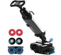 Sunseota Commercial Floor Scrubber Machine, 17" Walk-Behind Floor Scrubber Buffer Polisher Machine with Dual Brushes, Floor Cleaner with Cordless Rechargeable Lithium Battery White-12A