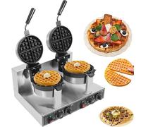 Sunseota Commercial Waffle Maker, 2400W Stainless Steel Rotating Double Head Waffle Iron Maker Non-Stick Round Belgian Waffle Cake Baker Pan Waring Breakfast Maker for Bakery, Restaurant, Snack Bar