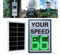Sunseota Upgrade Solar Powered Radar Feedback Speed Limit Sign, LED Display 20x27in 24x36in Solar Radar Detective Aluminum Weatherproof Traffic Signs with Mounting Kit 50 * 70CM/20 * 27IN-White
