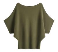 SUNSESS Batwing Sleeve Jumper for Women Boat Neck Knit Pullover Sweaters | One Size Loose Fit Dolman Ribbed Off Shoulder Warm Casual Tops for Ladies
