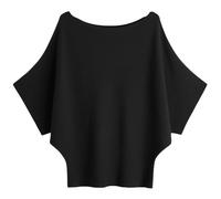 SUNSESS Batwing Sleeve Jumper for Women Boat Neck Off Shoulder Loose Knitted Pullover Sweaters Casual Top (UK, Alpha, One Size, Regular, Regular, Standard, Black)