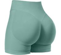 SUNSESS Gym Shorts for Women Seamless Scrunch Butt Lifting Booty Yoga Workout Shorts 4.5" Tummy Control Cycling Shorts (UK, Alpha, XS, Regular, Regular, Green)