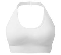 SUNSESS Sports Bra for Women Seamless Halter Neck Comfort Non Wired Bras Padded Medium Support Open Back Gym Yoga Crop Top Bralette (UK, Alpha, XL, Regular, Regular, Standard, White)