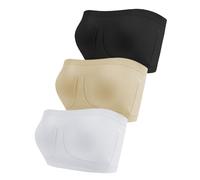 SUNSESS Strapless Bandeau Bra for Women Seamless Non Wired Bralettes Stretch Non Padded Bandeau Tube Top Bras (UK, Alpha, XL, Regular, Regular, Standard, Black, White, Nude)