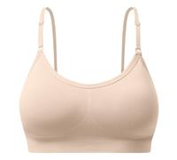 SUNSESS Women's Sports Bra Seamless Wireless Sleep Bralette Yoga Crop Top with Fixed Cups, Ultimate Comfort for Daily Leisure (UK, Alpha, L, Regular, Regular, Standard, Nude)