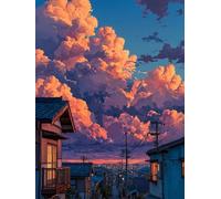Sunset 5D DIY Diamond Art, Street View Diamond Painting Kits for Adults, DIY Full Drill Crystal Gem Kits for Beginners, 5D Crystal Art Crafts Pictures for Adults, Home Decor, Gifts, 24x36in A-3293