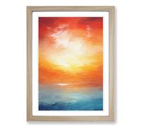 Sunset Abstract No.3 Framed Print | A2 Oak Framed Wall Art | Ready to Hang | Abstract Landscape Picture | Living Room Bedroom Lounge Office