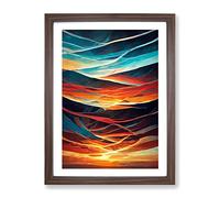 Sunset Abstract No.3 Framed Print | A2 Walnut Framed Wall Art | Ready to Hang | Abstract Landscape Picture | Living Room Bedroom Lounge Office