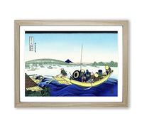 Sunset Across The Ryogoku Katsushika Hokusai Asian Japanese Framed Print | A2 Oak Framed Wall Art | Ready to Hang | Asian Landscape Picture | Living Room Bedroom Lounge Office