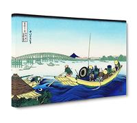 Sunset Across The Ryogoku Katsushika Hokusai Canvas Print | Gallery Wrapped 30mm Frame Wall Art | 20x14 inches | Ready to Hang | Asian Landscape Picture | Living Room Bedroom Lounge Office