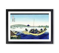 Sunset Across The Ryogoku Katsushika Hokusai Framed Print | A2 Black Framed Wall Art | Ready to Hang | Asian Landscape Picture | Living Room Bedroom Lounge Office