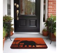 Sunset african elephant Doormat Non-Slip Welcome Mats Dirt Trapper Door Mat Absorbent Bath Mat Outdoor Entryway Mat Rug Washable Floor Mats for Front Back Door Bathroom Floor 24x16 in