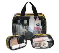 Sunset African Elephant Travel Makeup Bag for Women Men, Elephant Translucent Cosmetic Bags 3 Pcs Large Shower Wash Pouch Toiletry Cosmetic Toiletries Organizer