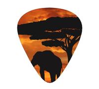 Sunset African Savanna 12 Pack Guitar Plectrums With Storage Case, 0.46/0.71/0.96mm, Including Thin, Medium Thick Guitar Plectrums For Electric Guitars Bass Ukulele