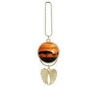 Sunset African Savanna Car Hanging Ornament Rear View Mirror Pendant Lucky Presents Hanging Ornament Funny Car Pendant for Office Auto Home Decoration Golden-Style
