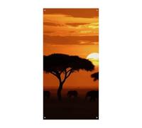Sunset African Savanna Door Cover Spring Summer Hanging Flag Porch Sign Outdoor Seasonal Holiday Yard Decor for Front Door and Porch