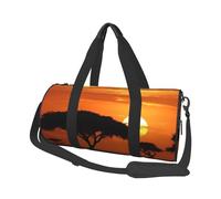 Sunset African Savanna Duffle Bag for Women Men Personal Item Travel Bag Canvas Weekender Overnight Bag Lightweight Sports Tote Gym Bag Carry On Luggage Bag, Black, One Size