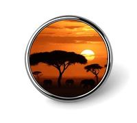 Sunset African Savanna Round Badge Cute Enamel Lapel Pin Brooches Button Pin Personalized Clothing Decoration Unisex Badge Holder Hats Bags Shirts Decor
