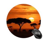 Sunset African Savanna Round Mouse Pad Smooth Glide Gaming Mousepad Extra Density Portable Comfortable Mouse Mat for Desk, Home, Office 7.8x7.8 Inches