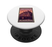 Sunset Amsterdam Netherlands Dusk Dawn Travel Art Graphic PopSockets Adhesive PopGrip