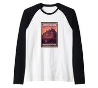 Sunset Amsterdam Netherlands Dusk Dawn Travel Art Graphic Raglan Baseball Tee