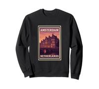 Sunset Amsterdam Netherlands Dusk Dawn Travel Art Graphic Sweatshirt