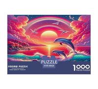 Sunset And Dolphins 1000 Pieces Jigsaws for Adults Impossible Beautiful Home Decoration Challenge High Difficulty 38x26cm/1000pcs