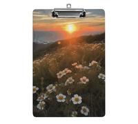 Sunset and Flowers Clipboard, A4 Acrylic Clipboard with Hanging Hole, Ultra-Light Clip Board - Holds 100 Sheets, Shatterproof Document Holder for Office, 12.5" X 8.5"
