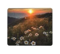 Sunset and flowers Mouse Pad with Stitched Edge, Comfortable Mouse Pads with Non-Slip Rubber Base Gaming Mouse Mat Washable Mousepads Computers Laptop Desk Accessories for Office 10 x 12 inch