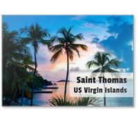 Sunset and Palm Trees on The Caribbean Island of Saint Thomas, Virgin Islands; St. Thomas, US Virgin Islands, Fridge Magnet