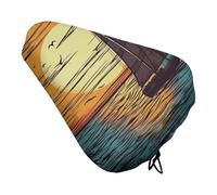 Sunset and Sailboat Bike Seat Cushion Waterproof Bicycle Seat Cover with Drawstring Comfort Dustproof Rain Proof Protection Bike Seat for Outdoor Most Bicycles Mountain Road Bikes