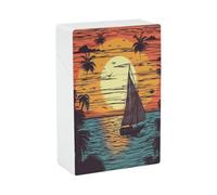 Sunset and Sailboat Cigarette Case Stylish Lightweight Pocket Holder Case for Smoke Waterproof Cigarette Dispenser Cigarettes Accessories for Outdoor Camping Hiking