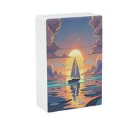 Sunset and Sailboat Cigarette Case Stylish Lightweight Pocket Holder Case for Smoke Waterproof Cigarette Dispenser Cigarettes Accessories for Outdoor Camping Hiking